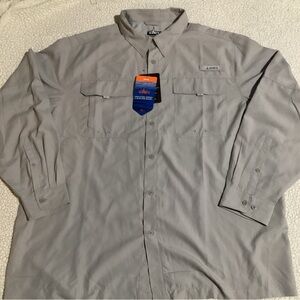Habit Men’s Crayfish Creek River Shirt, Long Sleeve Grey Alloy Size 2XL XXL